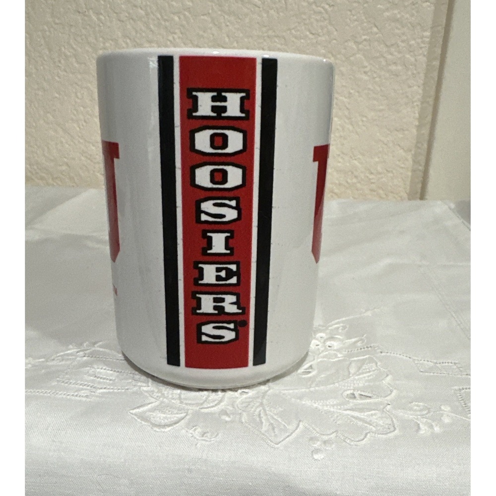 UNIVERSITY INDIANA MUG WHITE RED HOOSIER ETCHED COFFEE TEA CUP COLLEGIATE. - Picture 4 of 7